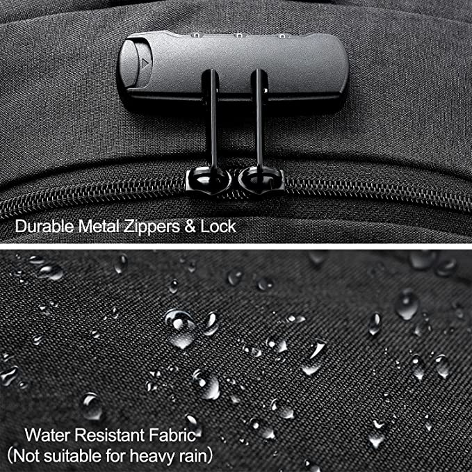 Laptop Backpack Men Water Resistant Anti-Theft School Uni Backpack with USB Charging Port and Lock 14/15.6 Inch Laptop Bag for Women Boys Leisure Work Travel Backpack Black