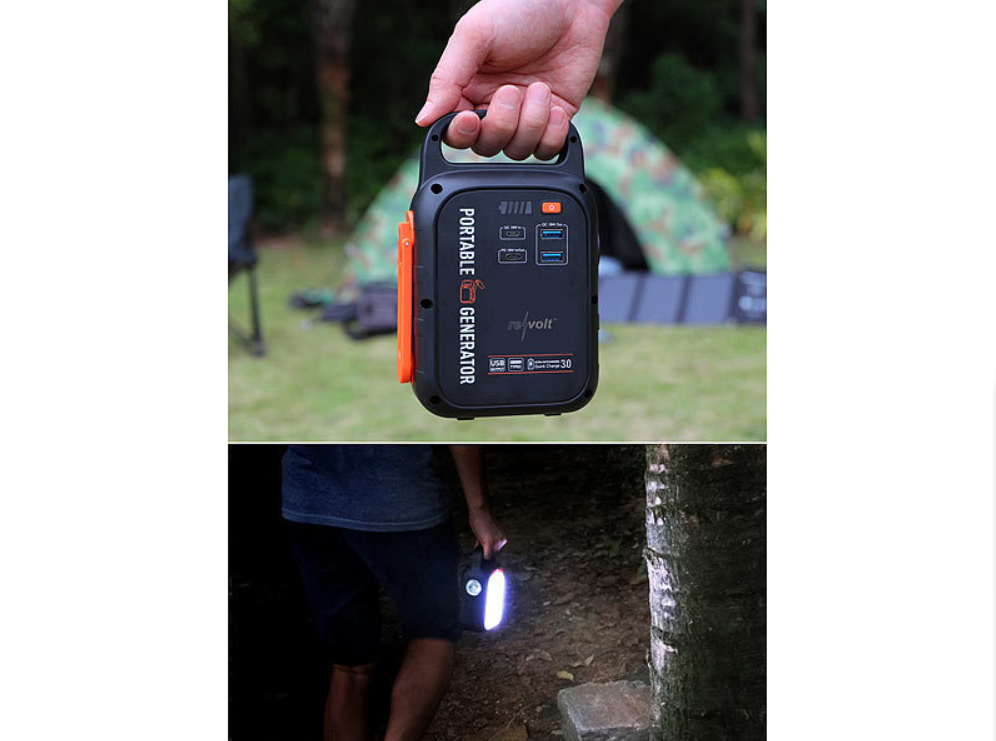 Crank power bank and flashlight - emergency power - dynamo power station - 18 W - 22.5 Ah - quick charge - power delivery - emergency power bank - emergency light / emergency lamp - emergency power supply / power supply