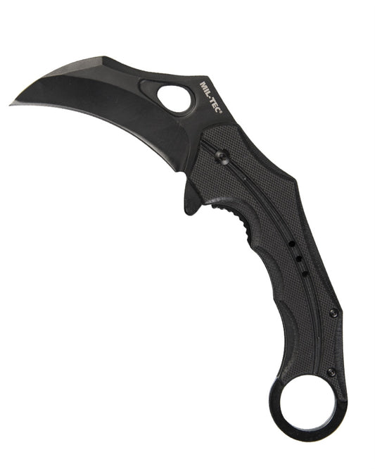 Karambit one-hand knife G10 with belt clip black