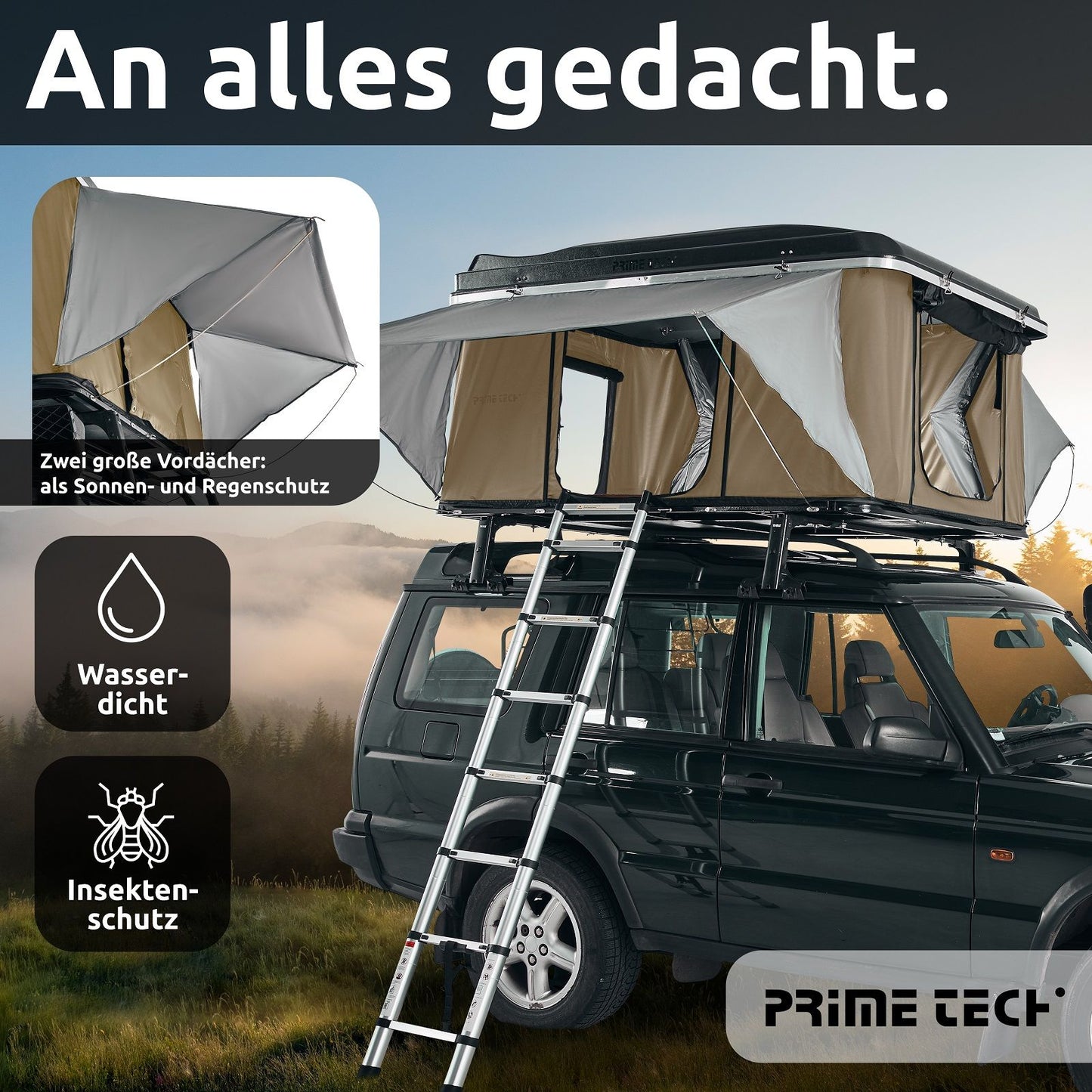 Robust hard shell car roof tent Nevada 140cm with automatic