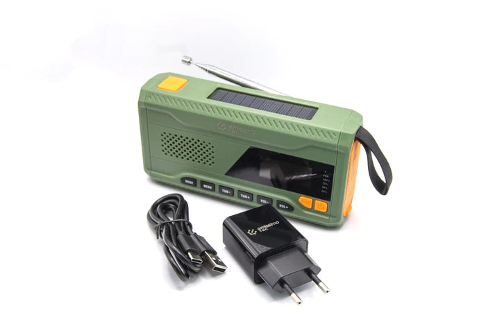 ACE mini emergency radio with DAB+, crank and solar energy, power bank, flashlight and USB-C connection
