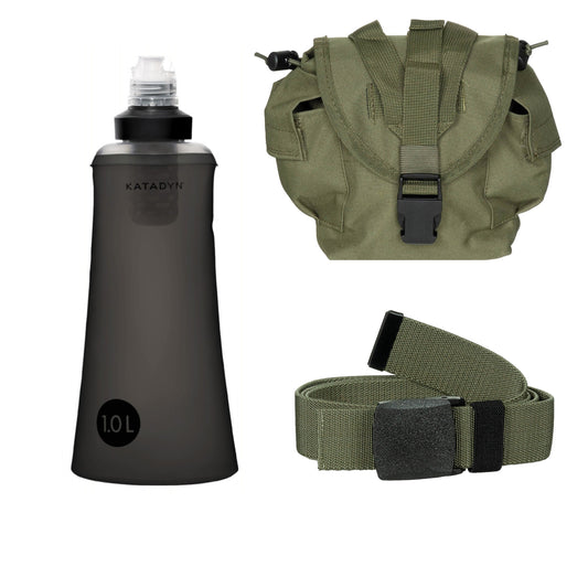 Hiking kit Premium Katadyn water filter with bottle Bottle bag and tactical belt